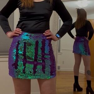 Wild Fable Purple Sequin Mini Skirt